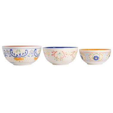 Laurie Gates Tierra 3 Piece Stoneware Nesting Bowl Set in Assorted Designs. View a larger version of this product image.