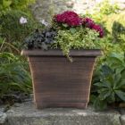 Alternate image 1 for Garden Elements Outdoor Large Square Plastic Planter, Bronze, 14"