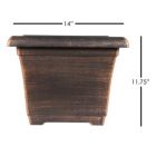 Alternate image 2 for Garden Elements Outdoor Large Square Plastic Planter, Bronze, 14"