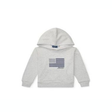Ralph Lauren Little Boy's Embroidered Terry Cotton Hoodie Gray Size 5. View a larger version of this product image.