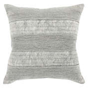 Saltoro Sherpi 22 Inch Square Cotton Accent Throw Pillow, Embroidery, Stonewashed, Gray,