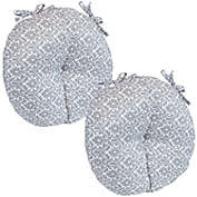 Sunnydaze Indoor/Outdoor Polyester Replacement Round Bistro Chair Seat Cushions - 15" - Gray Damask - 2pk