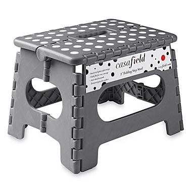 Casafield 9&quot; Folding Step Stool with Handle - Portable Collapsible Small Plastic Foot Stool for Kids and Adults - Use in the Kitchen, Bathroom and Bedroom. View a larger version of this product image.