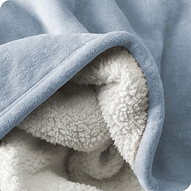 Bare Home Sherpa Fleece Blanket - Fluffy & Soft Plush Bed Blanket - Hypoallergenic - Reversible - Lightweight (Dusty Blue, Twin/Twin XL). View a larger version of this product image.