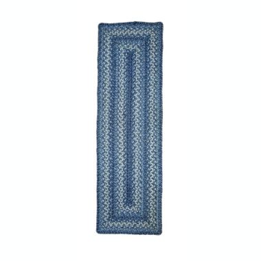 Homespice Decor Denim Jute Braided Stair Tread 8" x 28", Rectangle - Blue. View a larger version of this product image.