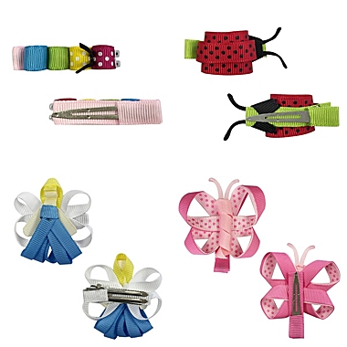 Wrapables Angel, Butterfly, Ladybug, Caterpillar Ribbon Sculpture Hair Clips Set. View a larger version of this product image.