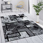 Paco Home Modern Black-White Area Rug with Abstract Paint Effect