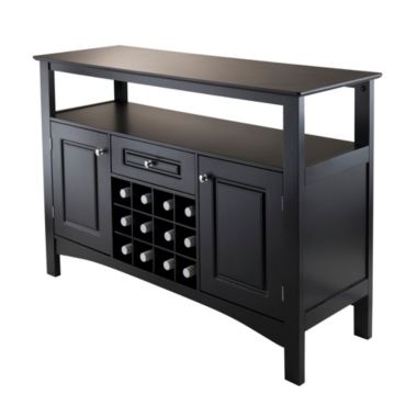 Contemporary Home Living 49.25" Black and Silver Contemporary Storage Buffet. View a larger version of this product image.