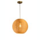 Alternate image 1 for ELE Light & Decor Hazel 1-Light Woven Globe Beige Pendant Design Pendant Light with Rattan Shade