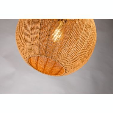 ELE Light & Decor Hazel 1-Light Woven Globe Beige Pendant Design Pendant Light with Rattan Shade. View a larger version of this product image.