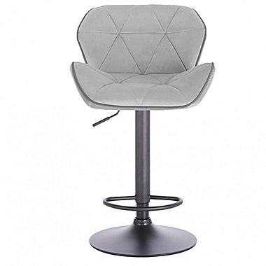 Modern Home Luxe Spyder Contemporary Adjustable Suede Barstool - Modern Comfortable Adjusting Height Counter/Bar Stool (Black Base, Light Gray/Dark Gray Piping). View a larger version of this product image.