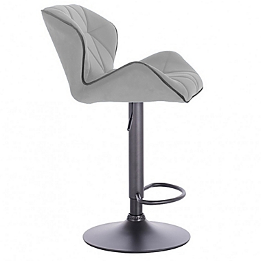 Modern Home Luxe Spyder Contemporary Adjustable Suede Barstool - Modern Comfortable Adjusting Height Counter/Bar Stool (Black Base, Light Gray/Dark Gray Piping). View a larger version of this product image.