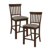 Lazzara Home Cicero 42 in. Dark Brown Full Back Wood Frame Dining Bar Stool with Fabric Seat (Set of 2)