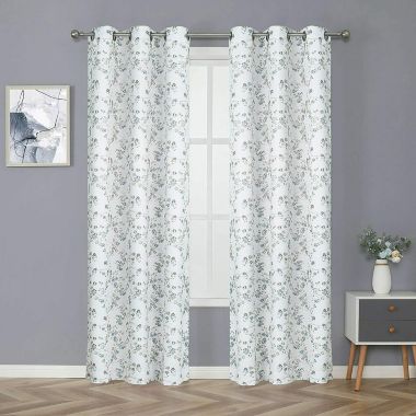 Kate Aurora 2 Pack Shabby Chic Grommet Top Floral Cherry Blossom Curtain Panels - 52 in. W x 84 in. L, Gray/Natural. View a larger version of this product image.