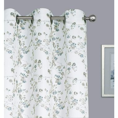 Kate Aurora 2 Pack Shabby Chic Grommet Top Floral Cherry Blossom Curtain Panels - 52 in. W x 84 in. L, Gray/Natural. View a larger version of this product image.