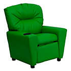 Alternate image 1 for Flash Furniture Chandler Contemporary Green Vinyl Kids Recliner with Cup Holder