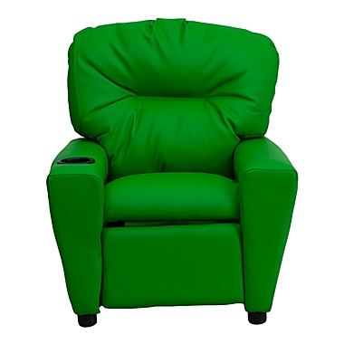Flash Furniture Chandler Contemporary Green Vinyl Kids Recliner with Cup Holder. View a larger version of this product image.