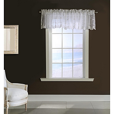 Commonwealth Habitat Grandeur Deep Scalloped Embroidery Pole Top Window Valance - 52x17" - White. View a larger version of this product image.