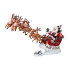 Alternate image 0 for Now Dash Away All Musical Santa with Reindeer Fabriche Christmas Figurine Set