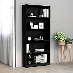 vidaXL 5-Tier Book Cabinet Black 31.5