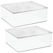 mDesign Storage Bin with Lid for Bathroom, Vanity, 2 Pack - Clear