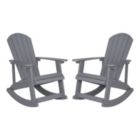 Alternate image 1 for Flash Furniture Savannah Commercial Grade All-Weather Poly Resin Wood Adirondack Rocking Chair with Rust Resistant Stainless Steel Hardware in Gray - Set of 2