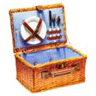 Alternate image 1 for Lexi Home Wicker Picnic Basket Set - Picnic Hamper Set - Willow Picnic Tote