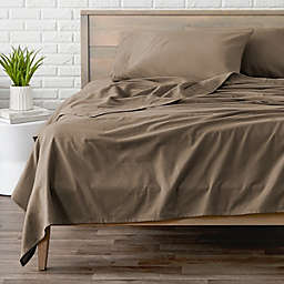 Bare Home Flannel Sheet Set 100% Cotton, Velvety Soft Heavyweight - Double Brushed Flannel - Deep Pocket (Taupe, Twin XL)