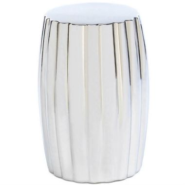 Accent Plus Dramatic Silver Ceramic Stool or Side Table. View a larger version of this product image.