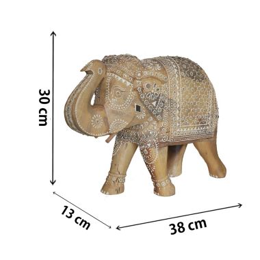 Cottage Handicraft, Mango Wood Hand-Crafted Elephant, Large with free Elephant Gift. View a larger version of this product image.