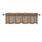 Alternate image 2 for Kate Aurora Shabby Sheer Embroidered Complete 3 Piece Floral Rod Pocket Cafe Kitchen Curtain Tier & Valance Set - Taupe/Linen