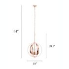 Alternate image 2 for Elegant Designs 18" Modern Orb Adjustable 3-Light Metal And Clear Glass Hanging Ceiling Pendant, Rose Gold