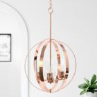Alternate image 3 for Elegant Designs 18" Modern Orb Adjustable 3-Light Metal And Clear Glass Hanging Ceiling Pendant, Rose Gold