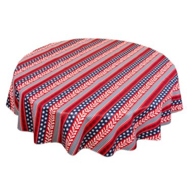 Carnation Home Fashions "Americana" Vinyl Flannel Backed Tablecloth - 60x60", Red/White/Blue. View a larger version of this product image.