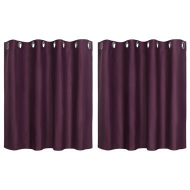 PiccoCasa Classic Small Window Curtain Panel Grommet Top Valance Solid Thermal Insulated Curtain Tier Drape Short Kitchen Curtains, 2 Panels Burgundy 52 x 36 Inch. View a larger version of this product image.