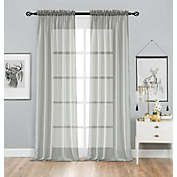 Designer Sheer Voile Rod Pocket Curtains For Small Windows - 52 in. W x 63 in. L, Gray