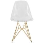 Alternate image 2 for LeisureMod Cresco Molded Eiffel Side Chair with Gold Base, Set of 2 - Clear