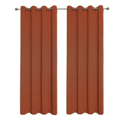 Kate Aurora 2 Piece Solid Colored Room Darkening Grommet Top Thermal Window Curtain Panels - 50" x 45" - Orange