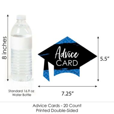 Big Dot of Happiness Blue Grad - Best is Yet to Come - Royal Blue Grad Cap Wish Card Grad Party Activities - Shaped Advice Cards Games - Set of 20. View a larger version of this product image.