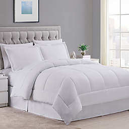 Sweet Home Collection 8 Piece Comforter Set Bag with Unique Design, Bed Sheets, 2 Pillowcases & 2 Shams & Bed Skirt All Season, Twin, Dobby White