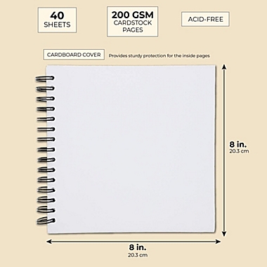 Paper Junkie Hardcover Blank Scrapbook Photo Album (8 x 8 Inches, White, 40 Sheets). View a larger version of this product image.