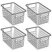 mDesign Modern Metal Kitchen Basket with Handles, 5.25" High, 4 Pack