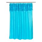 Alternate image 1 for Carnation Home Fashions "Jasmine" Fabric Shower Curtain - Cyan Blue 70" x 72"