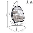 Alternate image 3 for Sunnydaze Outdoor Resin Wicker Patio Oliver Lounge Hanging Basket Egg Chair Swing with Cushions, Headrest, and Steel Stand Set - Gray - 3pc