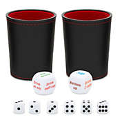 Zodaca Drinking Dice Game Set for Adults with 2 Leather Cups and Fun Dices for Drunk Frenzy Party (16 Pieces)