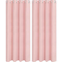 PiccoCasa Classic Window Curtain Panel Rod Pocket Solid Grommet Blackout Curtains Room Darkening Thermal Insulated Curtain Drape for Living Room Kitchen Curtains, 2 Panels 52 x 84 Inch Pink