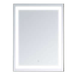HOMCOM LED Bathroom Mirror Wall Mount Vanity Make Up Mirror with Dimmable Touch Switch Control and Defogger, Waterproof - 32