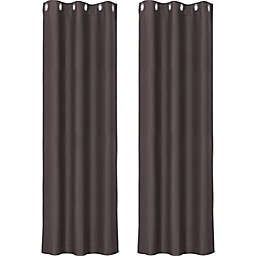 PiccoCasa Classic Window Curtain Panel Rod Pocket Solid Grommet Blackout Curtains Room Darkening Thermal Insulated Curtain Drape for Living Room Kitchen Curtains, 2 Panels 42 x 84 Inch Brown