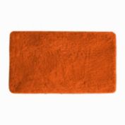 orange bath mats and towels