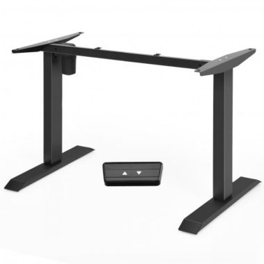 Costway Electric Sit to Stand Adjustable Desk Frame with Button Controller-Black. View a larger version of this product image.